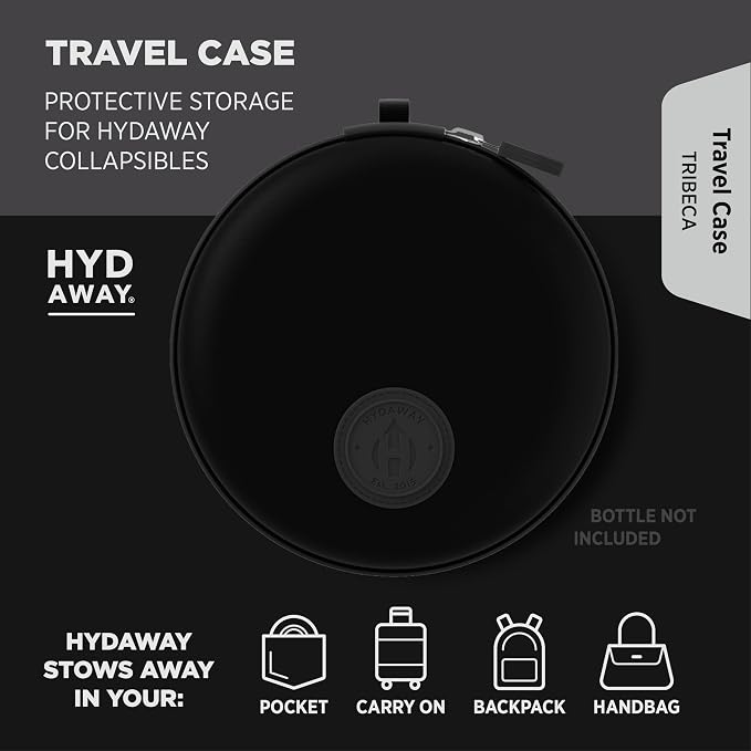 HYDAWAY Hydration Travel Pack - 17oz Collapsible Water Bottle with Flip-Top Lid and Protective Travel Case - BPA-Free, Leak-Resistant, and TSA-Friendly for Commuting, Hiking, and Traveling