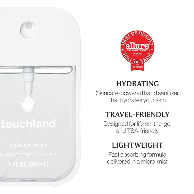 Touchland Hydrating Hand Sanitizer Spray – Beach Coco Trio Set, Dye Free – 3 x 1 FL OZ Travel Size Mists