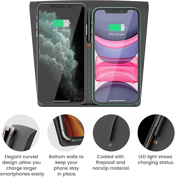 TAPTES for Tesla Model 3 Wireless Charger [2020 Version], Wireless Phone Charging Pad M3 Accessories for iPhone 14/13/12Pro/12/Enabled Phones-Compatible for Tesla Model 3(Before Jun 2020)