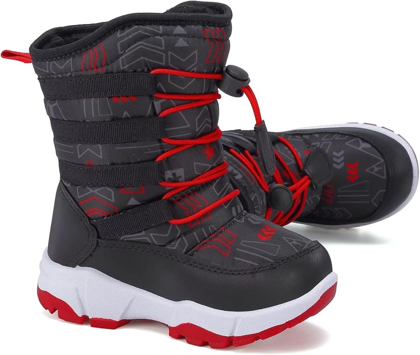 CIOR Winter Snow Boots for Boy and Girl Outdoor Waterproof with Fur Lined(Toddler/Little Kids)
