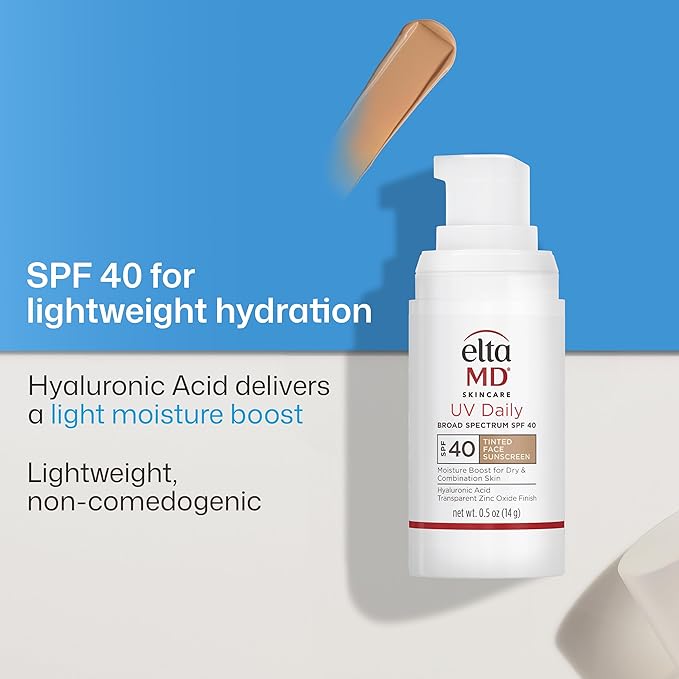 EltaMD UV Clear Tinted Face Sunscreen, SPF 46 Oil- Free Tinted Moisturizer with Zinc Oxide, Dermatologist Recommended Sunscreen, 0.5 oz Pump