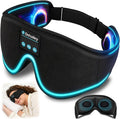 Sleep Mask with Bluetooth Headphones, 100% Light Blocking Sleep Headphones for Side Sleepers Men Women, Eye Mask with Thin Stereo Speakers, Soft Eye Cover for Travel Gift (Plus Size)