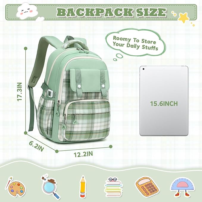 MUSEVOS Girls Backpack, Elementary Middle School Backpack, Large Capacity Kids Bookbag