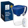 Brita Large 10-Cup Water Filter Pitcher, WQA NSF/ANSI Certified, Removes Chlorine Taste & Odor, Reduces Zinc, Copper & Mercury, 1 Standard Filter, Lasts 2 Months, Blue