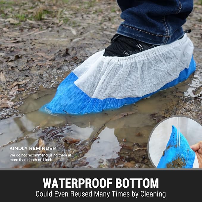 [500 Count] Hybrid Shoe Covers Disposable Non Slip Waterproof, MEGA Pack (50 Pack x 10, 500 PCS)