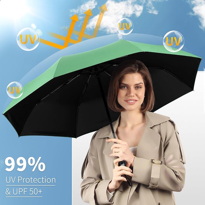 Seniny Windproof Travel Umbrella, Automatic Umbrellas for Rain, Portable & Compact Umbrellas for Backpack, Strong UV for Protection, Folding Small Sun Umbrella for Car, Walking