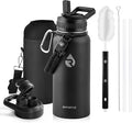 RAYMYLO Insulated Water Bottle 32 oz, Triple Wall Vacuum Stainless Steel (Cold for 24Hrs, Hot for 12Hrs), Leak Proof & Non-BPA, Modern Water Flask Jug with Paracord Handle & Straw Spout Lids