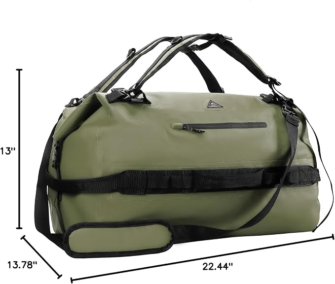 Haimont IPX7 Waterproof Roll-Top Dry Duffel Backpack | 60L/90L Sizes, 500D Tarpaulin, Welded Seams, Mesh Pockets, Boating & Kayaking