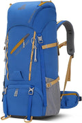 Bseash 65L Waterproof Hiking Camping Backpack with Rain Cover, Outdoor Sport Travel Daypack for Climbing Touring (Blue)