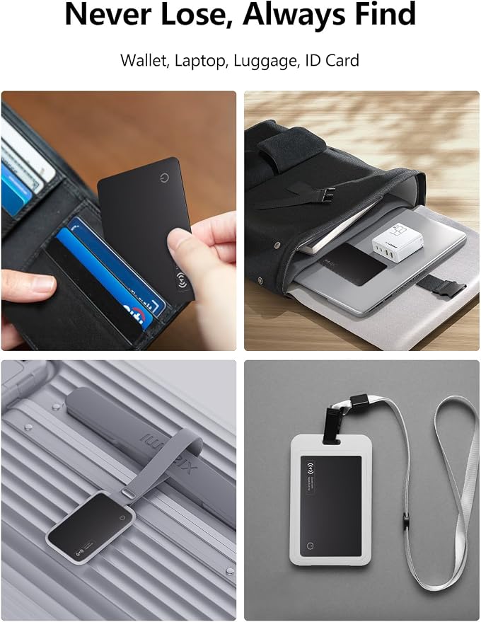 Wallet Tracker Card Work with Apple Find My, Ultra-Slim Rechargeable Tracking Card Credit Card Tracker for Wallet, Luggage, Passport (for iOS, 2 Pack)