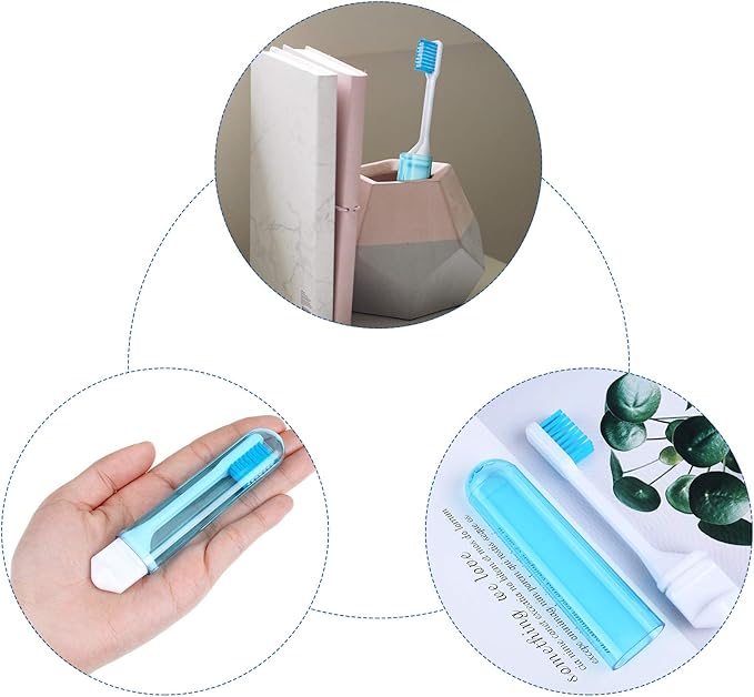 Patelai 4 Pieces Travel Toothbrush Set, Travel Size Toiletries, Soft Bristle Mini Foldable Tooth Brush with Case, Individually Wrapped Small Portable Toothbrush for Camping Home (Bright Color)