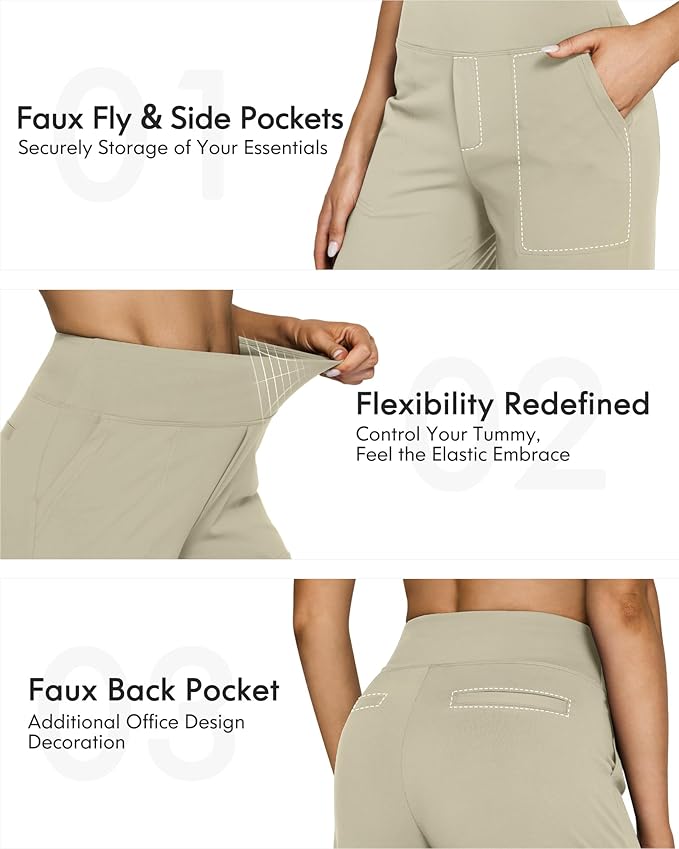 G4Free EverGoing Yoga Pants Women Wide Leg Pants with Pockets High Waist Stretch Dress Casual Sweatpants Petite/Regular/Tall