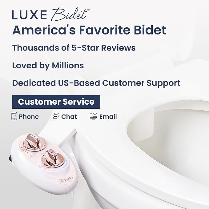 LUXE Bidet NEO 120 - Single Nozzle, Self-Cleaning, Non-Electric Bidet Attachment for Toilet Seat, Adjustable Water Pressure, Rear Wash (Rose Gold)