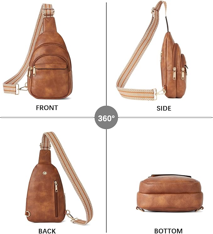 BOSTANTEN Sling Bag for Women Leather Crossbody Bags Fanny Pack Chest Bag for Travel