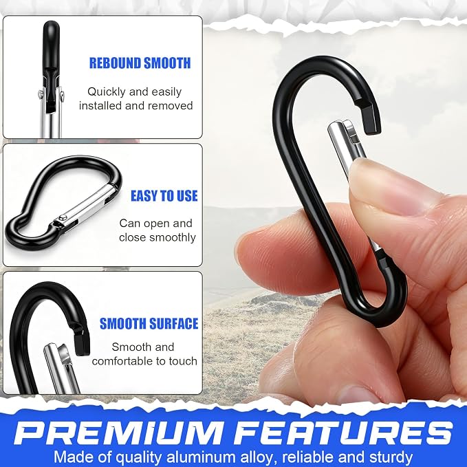 Shimeyao 180 Pcs Small Aluminum Clip Keychain Buckle Clip Bulk Mini Aluminum Ring Shape Small Lock Spring Snap Hook