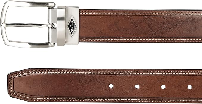 Nautica Men's Reversible Leather Belt | 2-in-1 | Classic | Everyday | Business | Work | Dress | Casual | Metal Buckle