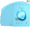 VIABEAUTY 12 Pack of Hyaluronic Acid Face Mask with Peptides Complex - Deep Hydrating & Brightening Facial Sheet Mask - Moisturizing Face Masks Skincare Facial Sheets for All Skin Types