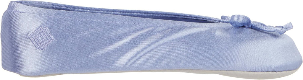 Isotoner Women's Satin Ballerina Slippers with Classic Ribbon Bow and Suede Sole