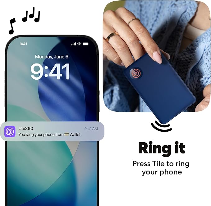 Tile by Life360 Slim - Wallet Finder, Bluetooth Tracker and Item Locator for Luggage Tags, Passports and More. Both iOS and Android Compatible. Phone Finder. 1-Pack (Navy Blaze)