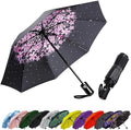 SIEPASA Compact Travel Umbrella - Windproof Auto Open/Close, Small Folding Umbrella for Rain & Sun with UPF50+ - Lightweight Frame, Waterproof - Fits Backpack, Purse, Suitcase.(Pink Cherry Bossom)