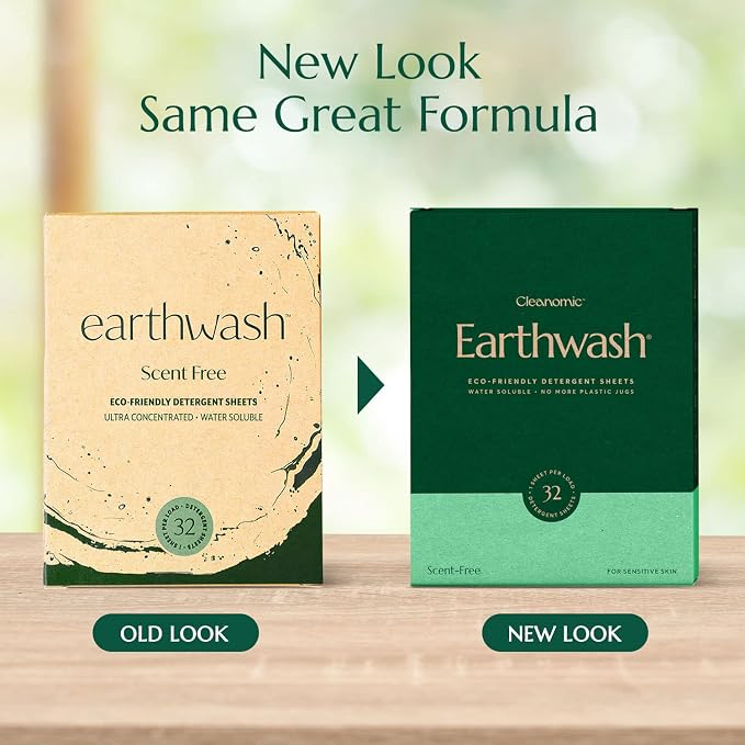 Earthwash Laundry Detergent Sheets (Up To 192 Loads) 96 Scent Free Sustainable Sanitizer Strips - Ideal for Travel & Home Liquidless Laundry by Cleanomic