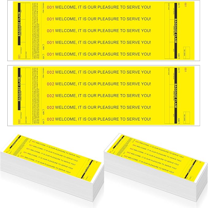 Feifeiya 500 Hotel Luggage ID Tag Paper Baggage Claim Check Tag Numbering from 000 to 499 Baggage Identification Suitcase(Yellow)