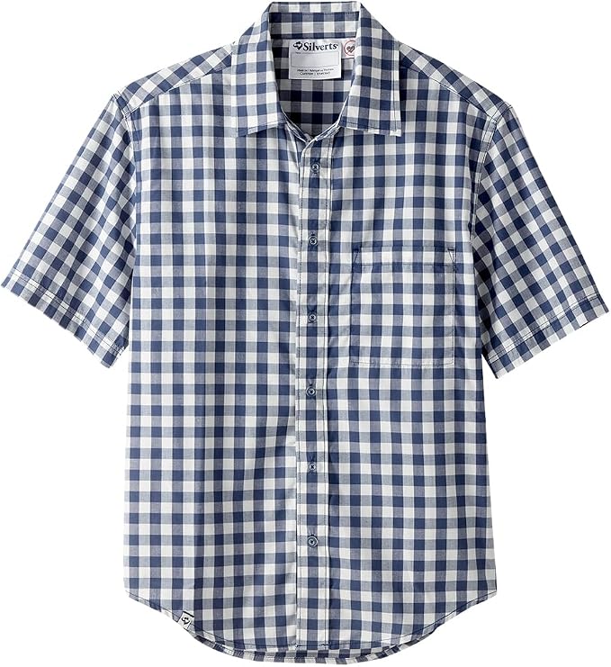 Silverts Men’s Adaptive Clothing Magnetic Button Shirt, Assisted Dressing Short Sleeve Top for Elderly, Rehab & Care Wear