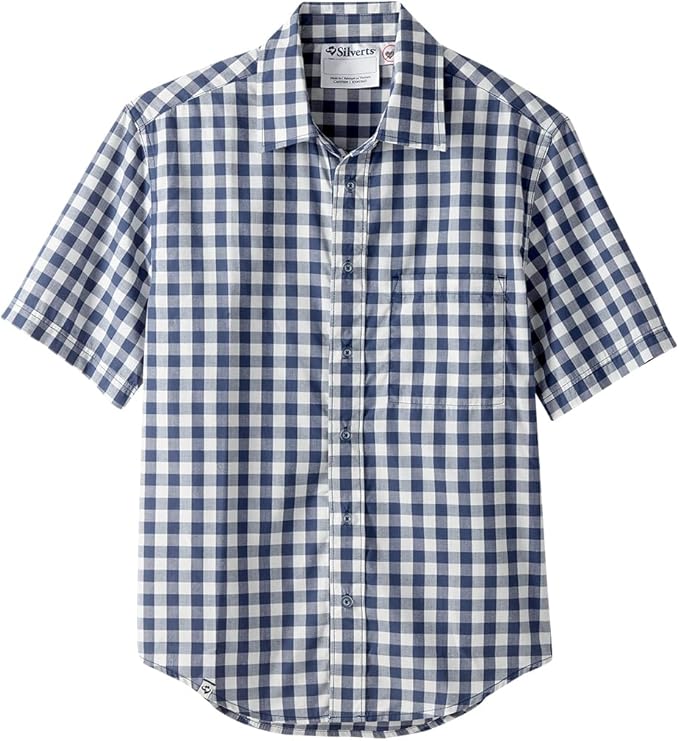 Silverts Men’s Adaptive Clothing Magnetic Button Shirt, Assisted Dressing Short Sleeve Top for Elderly, Rehab & Care Wear