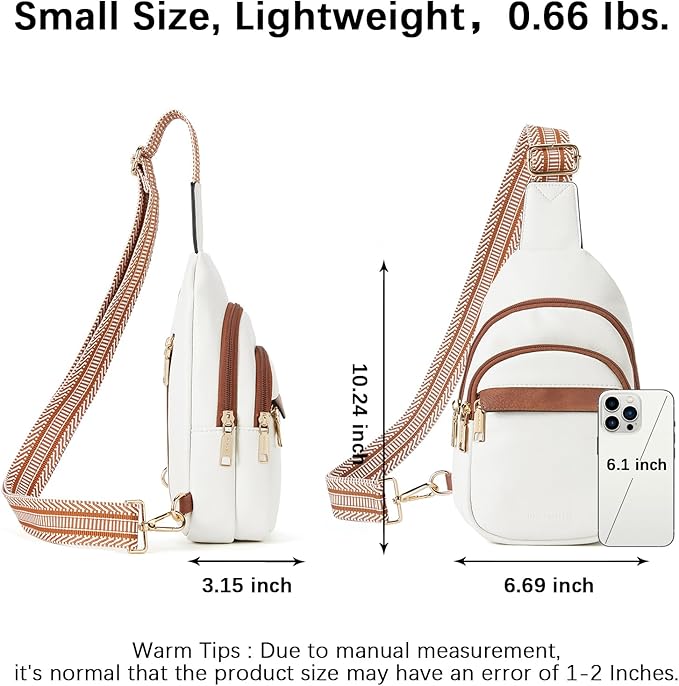 BOSTANTEN Sling Bag for Women Leather Crossbody Bags Fanny Pack Chest Bag for Travel