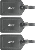 Personalized Monogrammed Leather Luggage Tags - 3 Pack