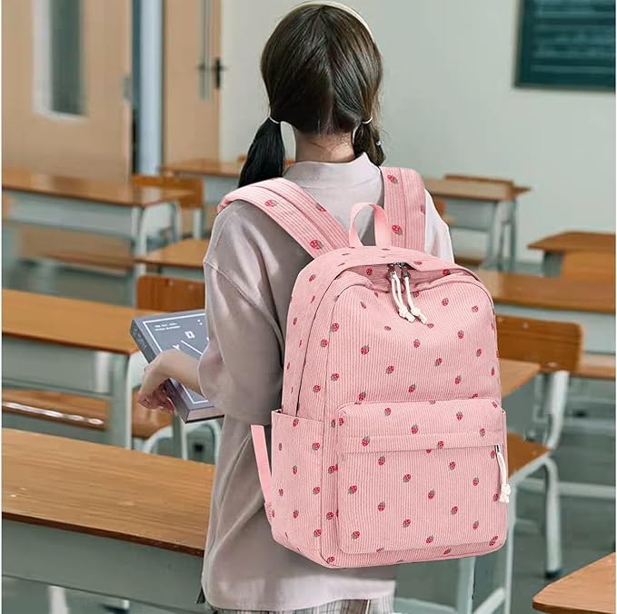 Bluboon School Backpack for Teen Girls Bookbags Elementary High School Corduroy Laptop Bags Women Travel Daypacks