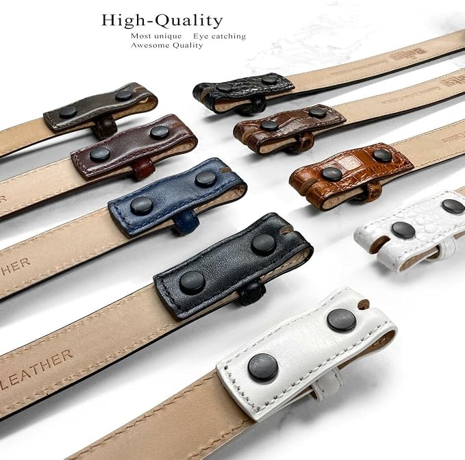 Genuine Full-Grain Cowhide Leather Dress Belt Solid Brass Gold Buckle 1-3/8'' or 1" Wide