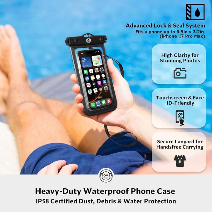 STOVER 5/10/25/30/40/55L Waterproof Dry Bag- Roll-Top Backpack w/Phone Case- Kayaking, Hiking, Camping, Boating- Men/Women