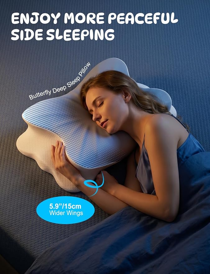 Cooling Cervical Neck Pillow for Pain Relief, Ergonomic Mellow Sleep Pillow for Neck Support | Adjustable | Memory Foam | Odorless Orthopedic Bed Pillow for Side Back Stomach Sleepers - Gift for Mom