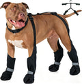 Dog Suspenders Boots, Winter Snow Shoes for Medium Dogs, Waterproof Dog Boots for Rain Mud, Anti-Slip Stay-On for Active Dogs, Adjustable Reflective Paw Protector for Walking Hiking, L Black
