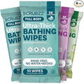Extra Large Bath Wipes for Adults Bathing No Rinse - 40 Ultra Thick Disposable Body Cleansing Wipes for Men, Women & Elderly - Great for Gym, Camping, Post Surgery - Variety Pack