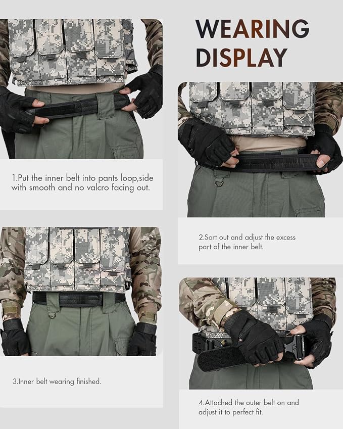 FAIRWIN Tactical Balttle Belt, 2" Molle Rigger War Combat Belt with Quick Release Buckle Law Enforcement Duty Belts for Men