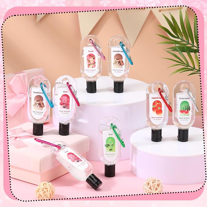 24 Pack Scented Hand Sanitizers Keychain Gift Bulk Travel Watermelon Hand Sanitizer Gel Appreciation Gifts for Coworker Nurse Teacher Women Birthday Gender Reveal Party Supplies Back to School