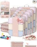 10 Set Compression Packing Cubes for Travel Gifts Mom Women,OlarHike Luggage Clothes Garment Bags for Travelers,Airplane/Cruise/Car Travel Essentials,Compressible Expandable Saver Space Bags(Beige)