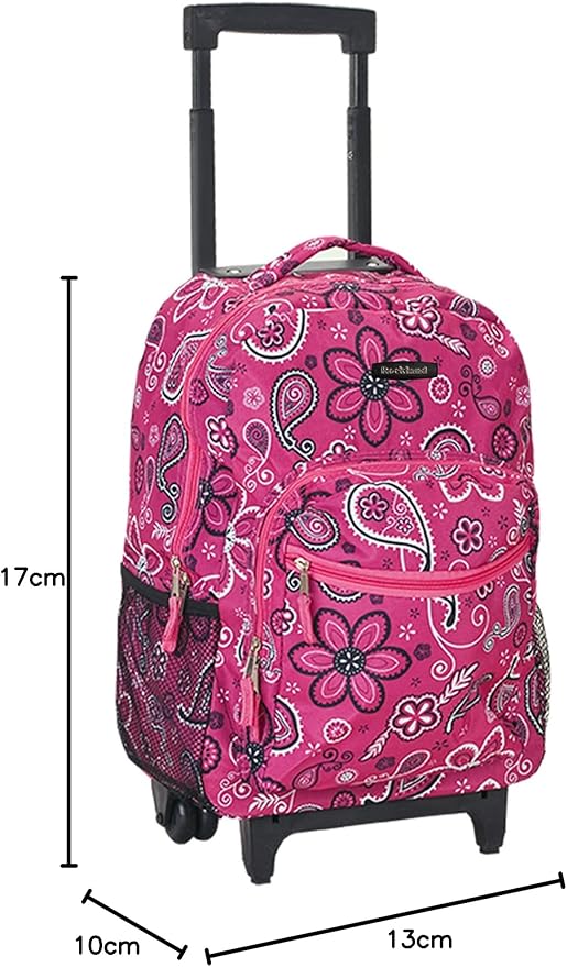 Rockland Double Handle 17" Rolling Backpack, Bandana