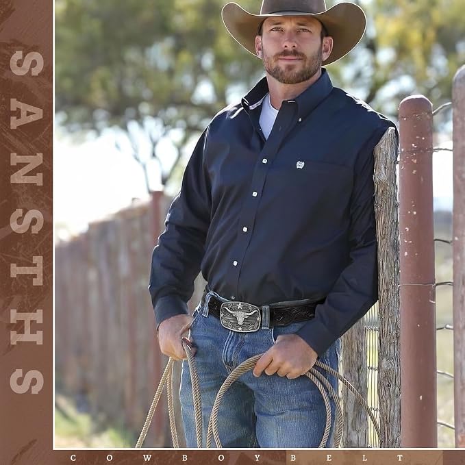 SANSTHS Western Cowboy Belts for Men Women, Mens Western Belt Bull Buckle Country Belt Cowboy Leather Belt for Jeans