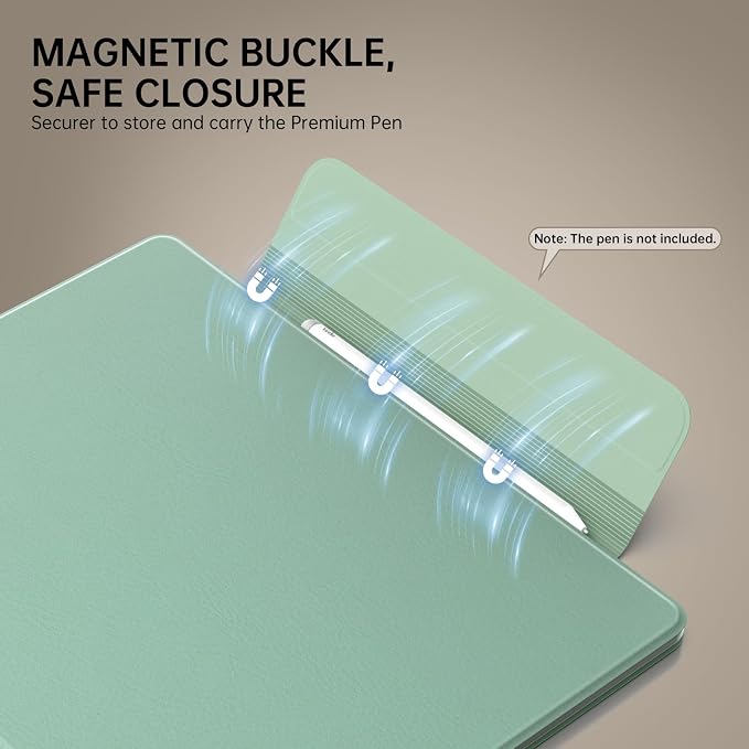 MoKo Magnetic Case for All-New 11" Kindle Scribe 2025(3rd Generation) & Kindle Scribe Colorsoft 2025(1st Generation) - Slim Folio Premium PU Leather Cover with Pen Clasp & Auto Sleep Wake, Agave Green