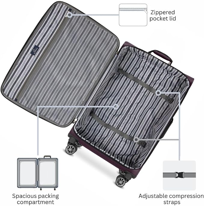Skyway Epic Softside 2-Piece Luggage Set - Lightweight Suitcase with Wheels | TSA Approved Travel Bag | Spinner Suitcase | Luggage Set with Telescoping Handle, 20", & 24", Plum
