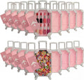 Teecyhooo 20 Pcs Mini Suitcase Party Favor Boxes and 20 Pcs Metal Luggage Tags with Card, Clear Mini Luggage Gift Boxes for Girls Wedding Travel Birthdays Bachelorette (6.5 x 2.8 x 1.4 Inch,Pink)