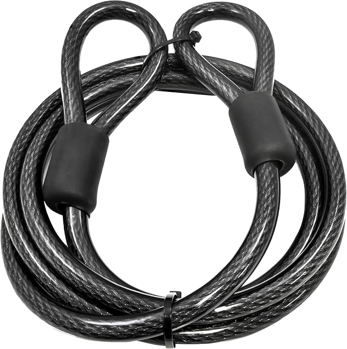 Lumintrail 12mm (1/2 inch) Heavy-Duty Security Cable, Vinyl Coated Braided Steel with Sealed Looped Ends (4', 7', 10', 15', 20', 25' or 30') (25-FT)