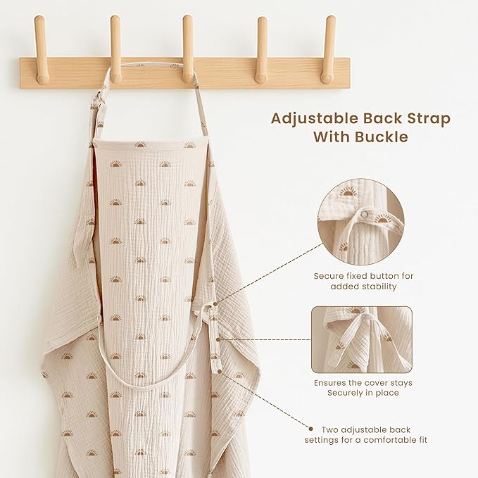 Konssy 2-Pack Muslin Nursing Cover Up for Breastfeeding Moms with Rigid Hoop, 100% Cotton, Lightweight & Breathable Breastfeeding Cover, Adjustable & Comfort