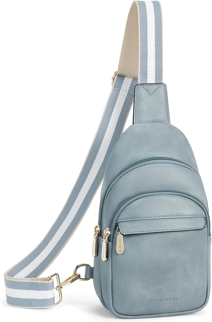 BOSTANTEN Sling Bag for Women Leather Crossbody Bags Fanny Pack Chest Bag for Travel