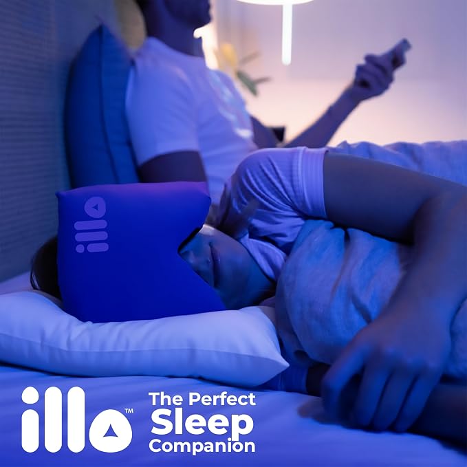 illo Wearable Pillow Sleep Mask | Blackout Weighted Eye Mask for Sleeping Napping & Side Sleepers | Soft Mulberry Silk Blend Patented Light Blocking for Travel Bed Camping Airplane Work | Women & Men