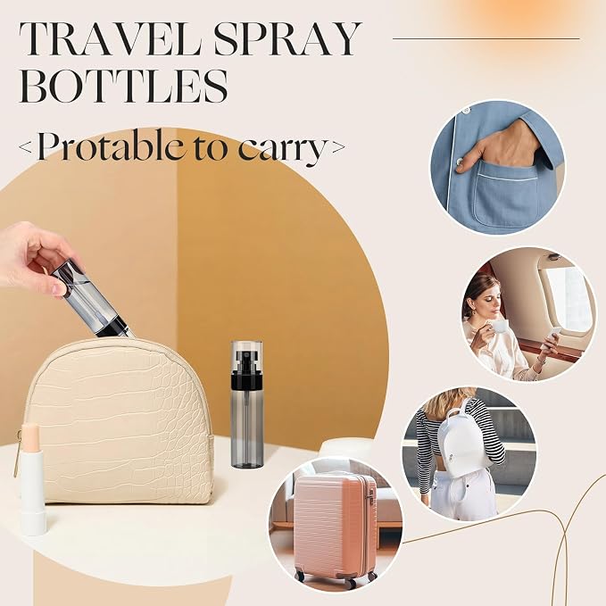 80 Pack Fine Mist Spray Bottle Bulk, 2oz Small Clear Plastic Leak Proof Fine Mist Mini Spray Bottles Refillable Empty Travel Mister Sprayer Bottle for Hair, Cleaning, Essential Oils(Black)