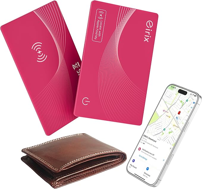 2026 [Apple MFi Certified] (iOS Only) Wallet Tracker Card, Rechargeable Thin Finder, Works with Apple Find My (iOS Only), Item Locator for Luggage Tags, Passports, Phone (Red, 1 Pack)